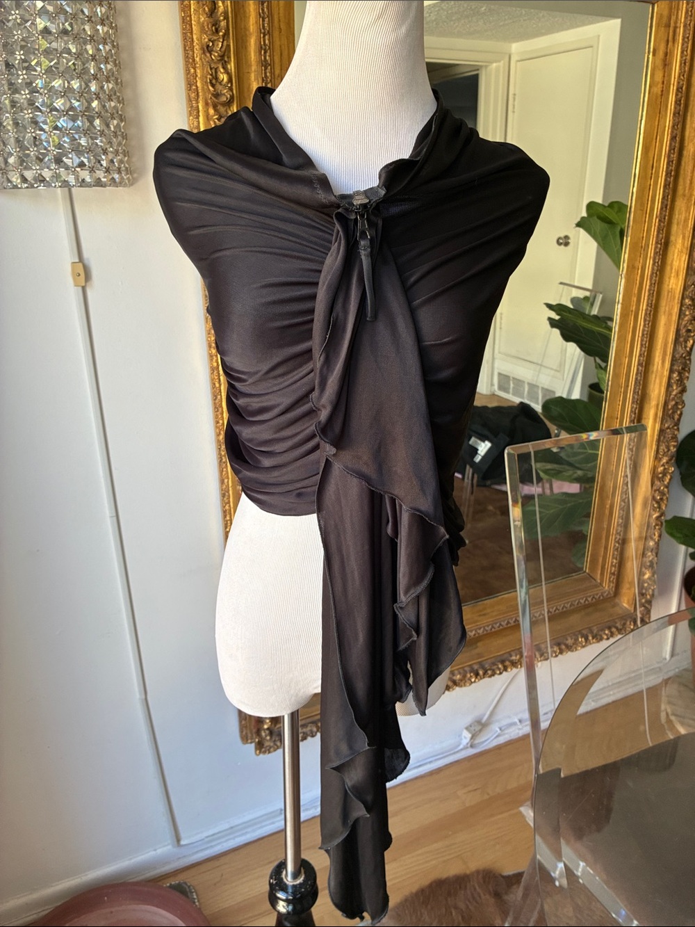 Jean paul gaultier vintage versatile piece Women’s Black Ruched Draped Skirt top
